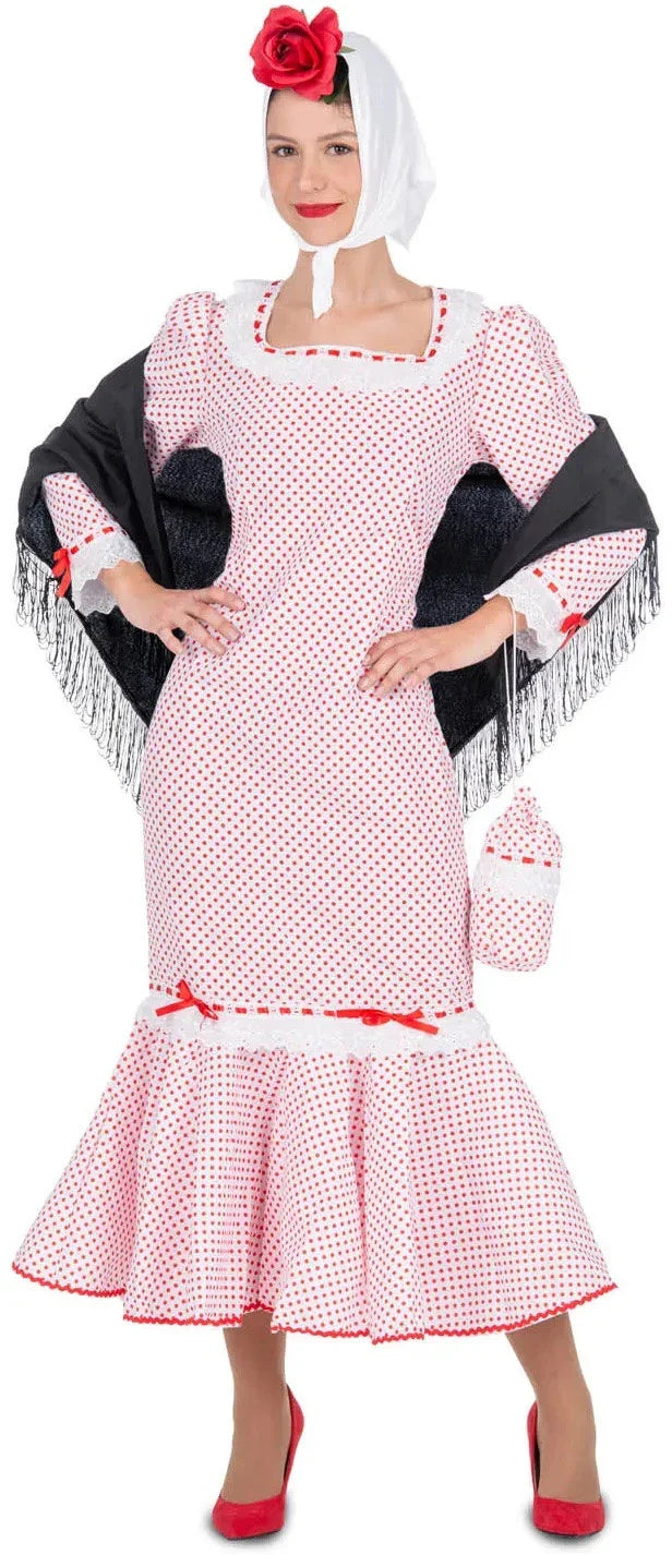 Disfraz de Chulapa Madrileña Blanco para Mujer Chulapos y Chulapas Viving